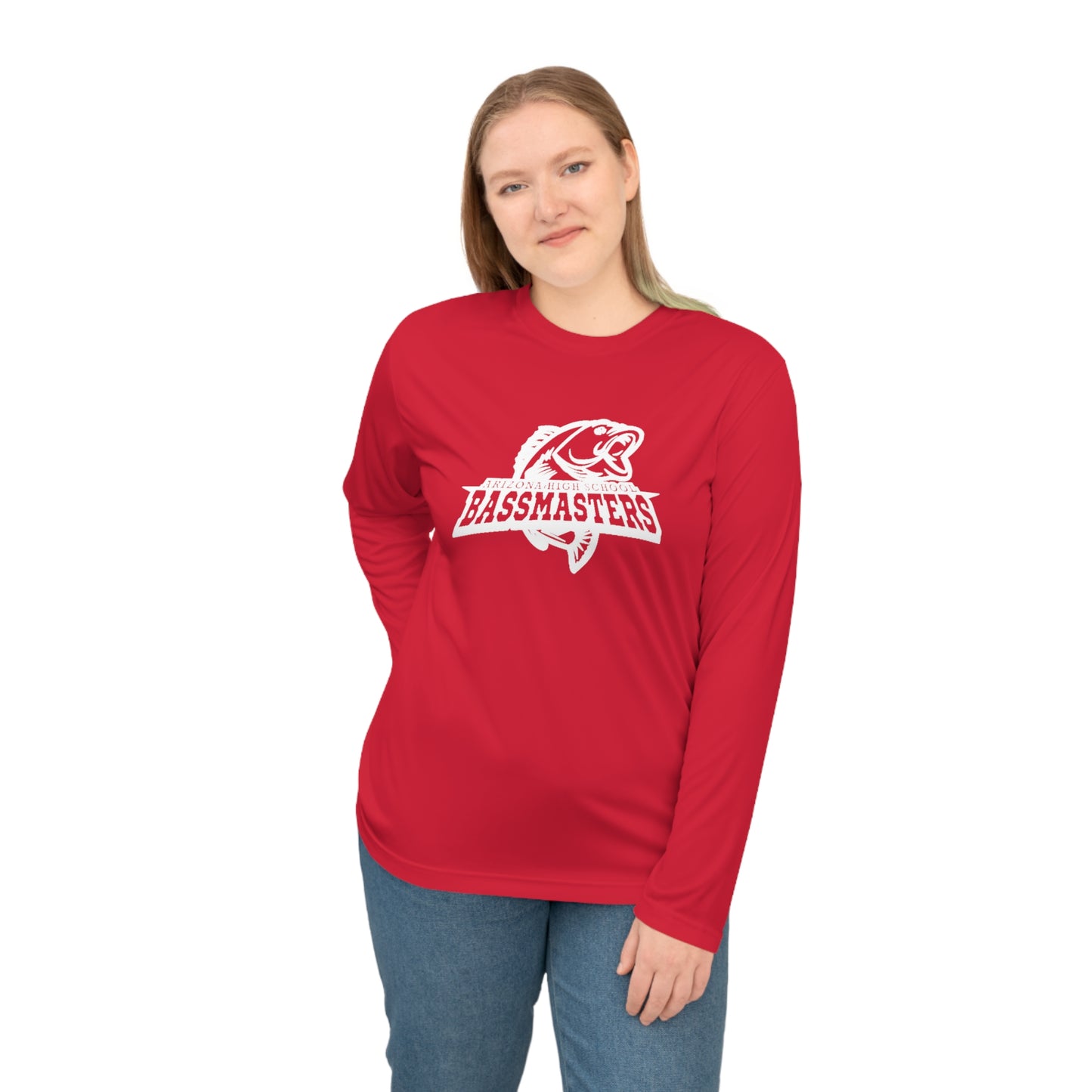 Junior Bassmasters High School Adult Dry Fit Long Sleeve Tee - White Logo