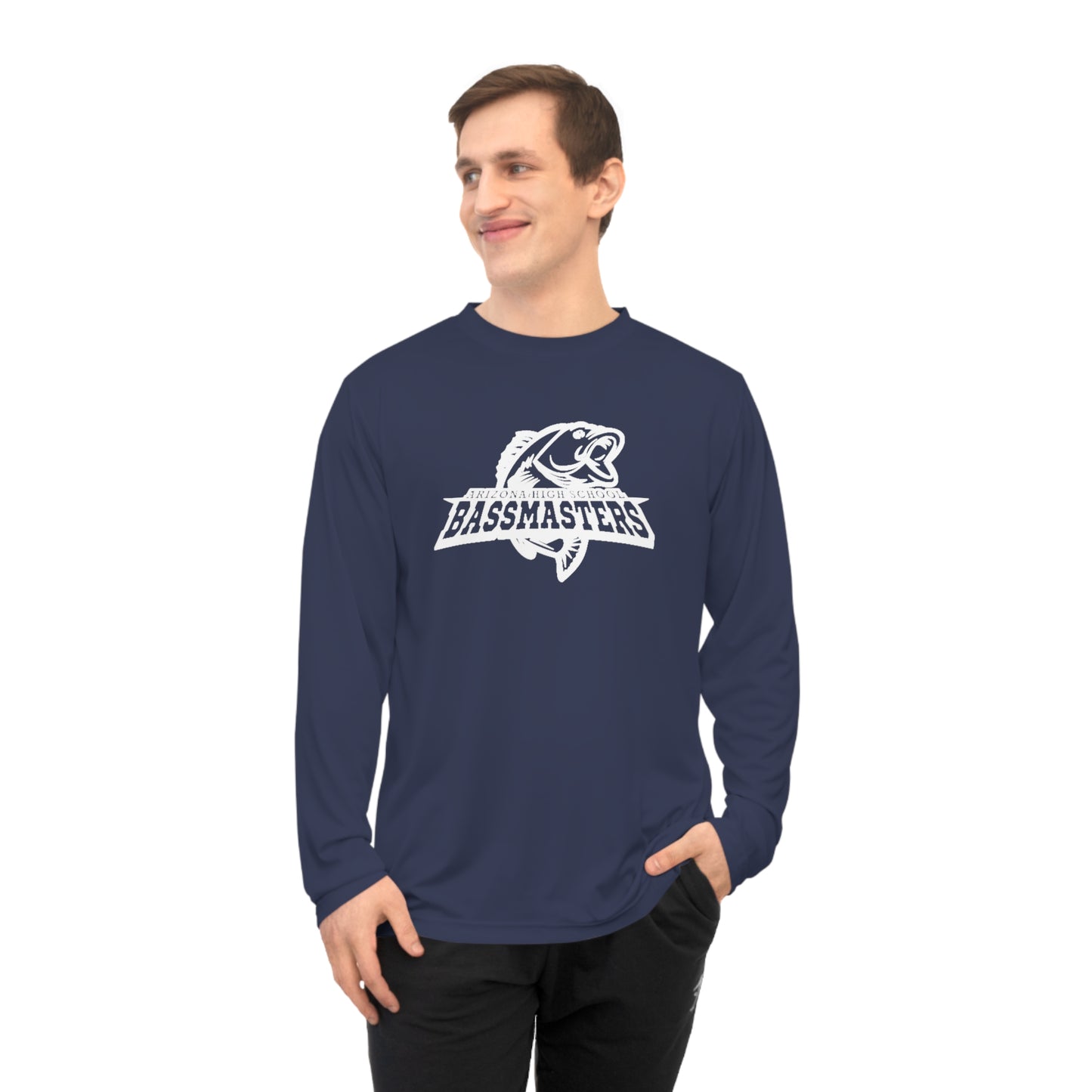 Junior Bassmasters High School Adult Dry Fit Long Sleeve Tee - White Logo