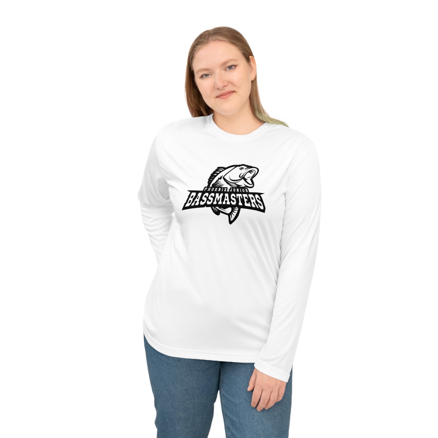 Junior Bassmasters High School Adult Dry Fit Long Sleeve Tee - White Logo