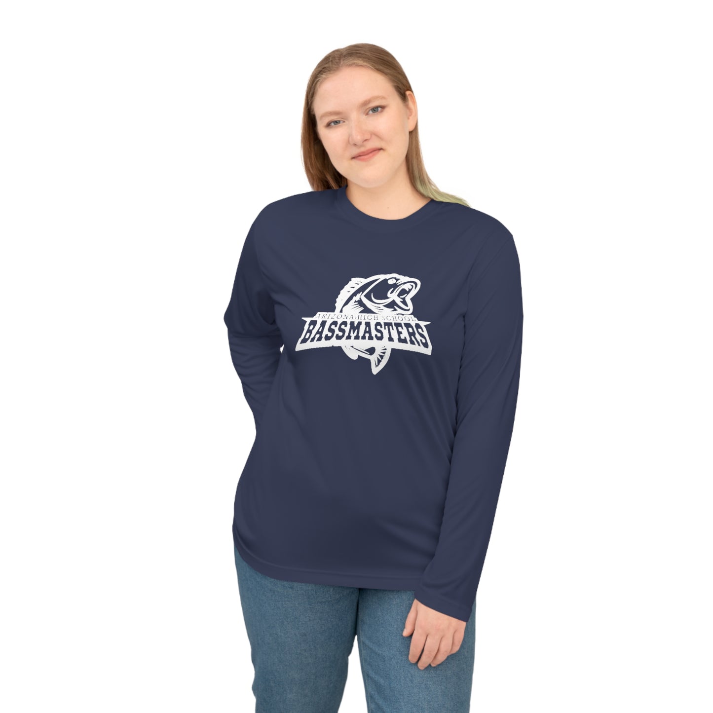 Junior Bassmasters High School Adult Dry Fit Long Sleeve Tee - White Logo