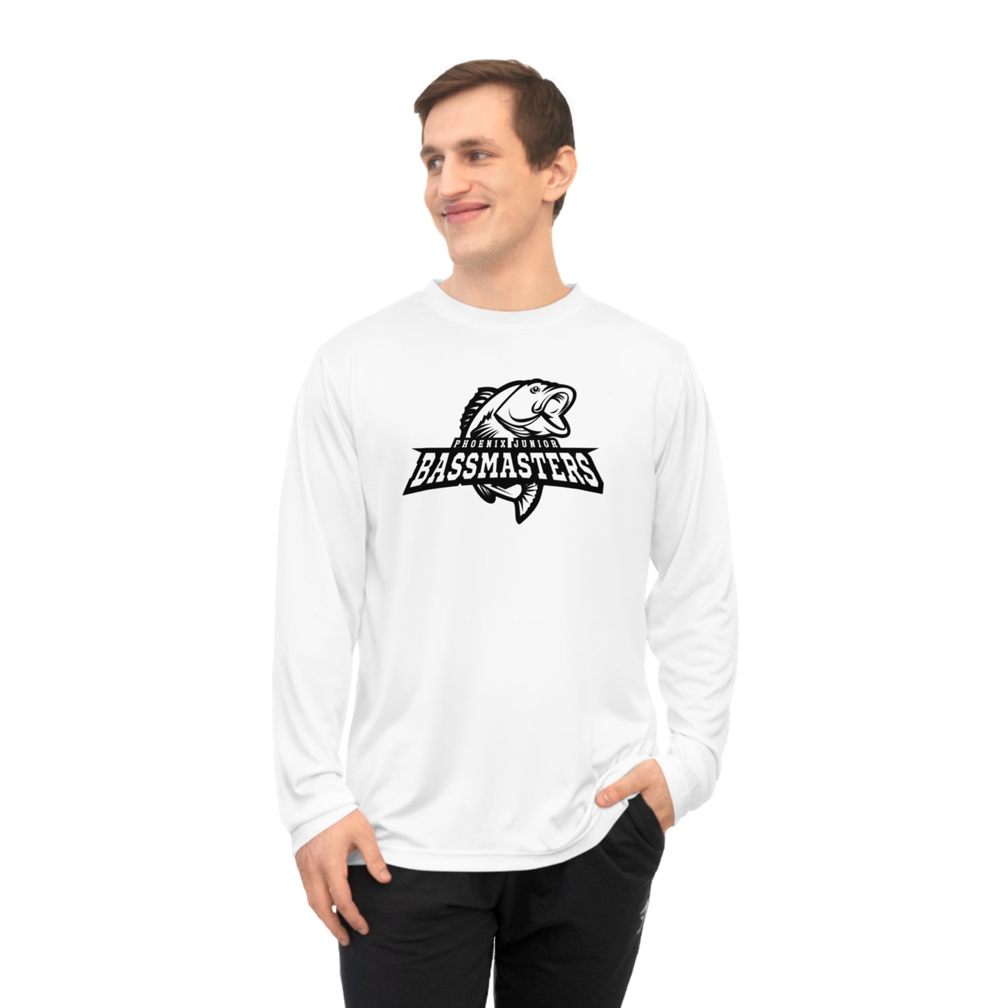 Junior Bassmasters High School Adult Dry Fit Long Sleeve Tee - White Logo