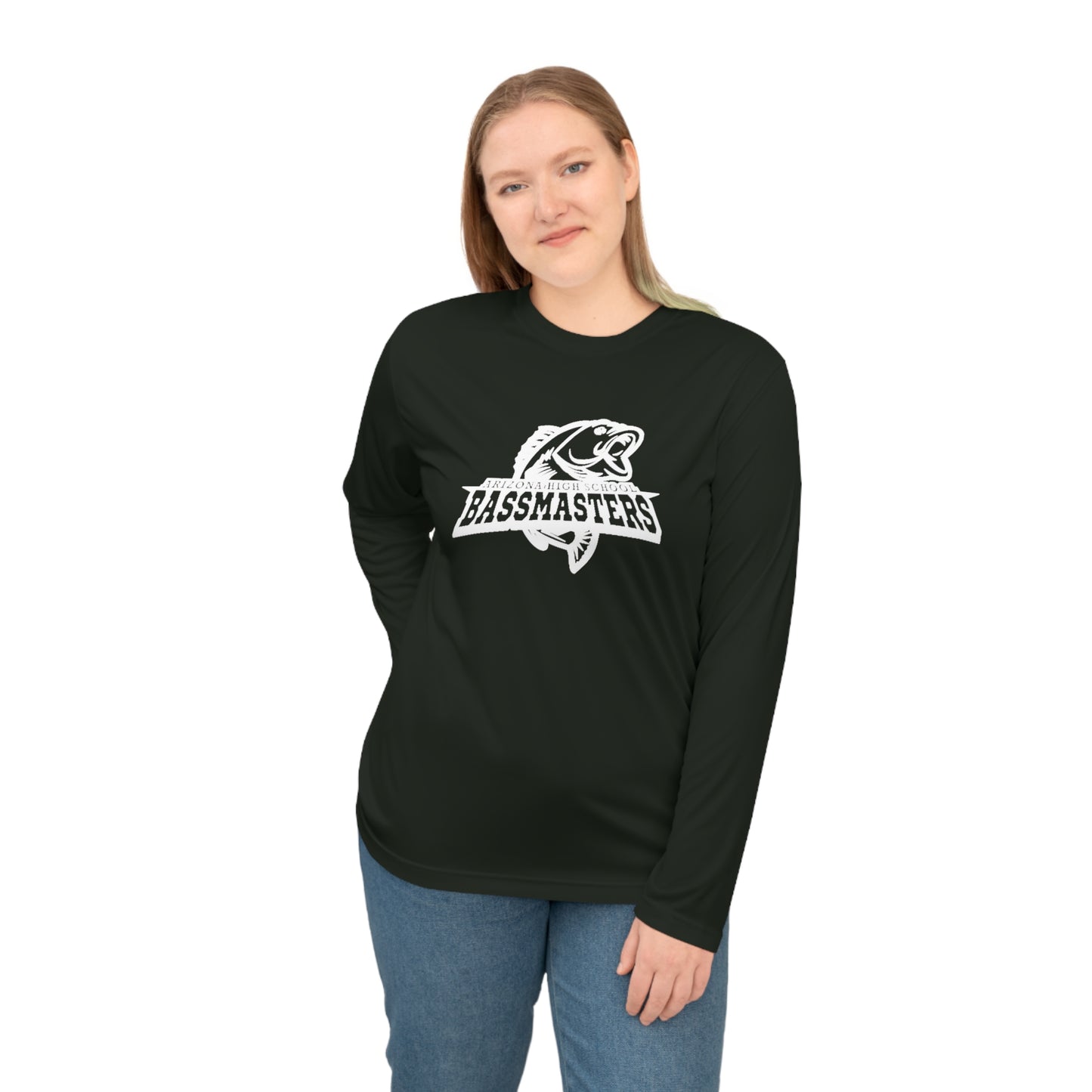 Junior Bassmasters High School Adult Dry Fit Long Sleeve Tee - White Logo
