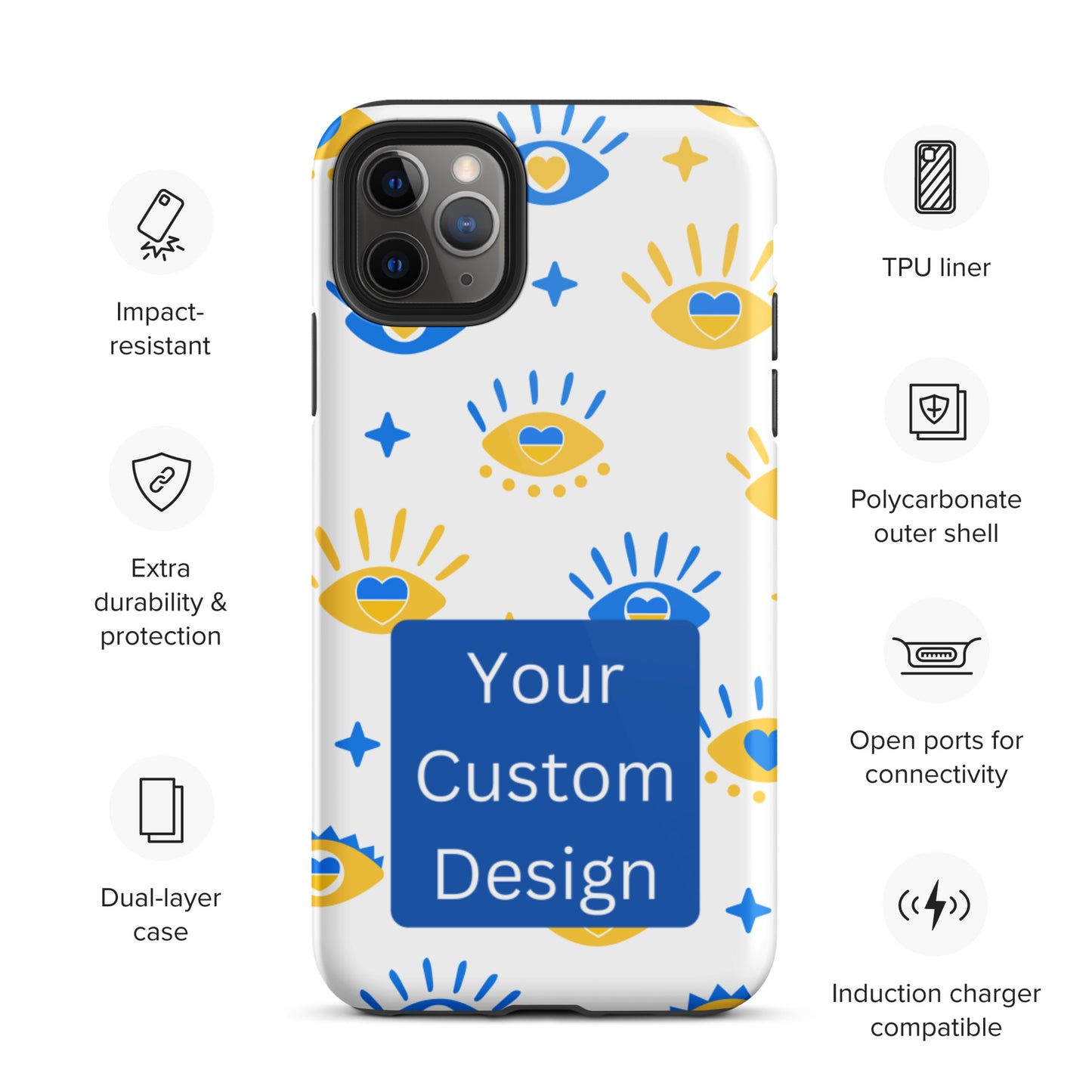 Customizable TOUGH iPhone Case - Full Back Print / Layered Designs