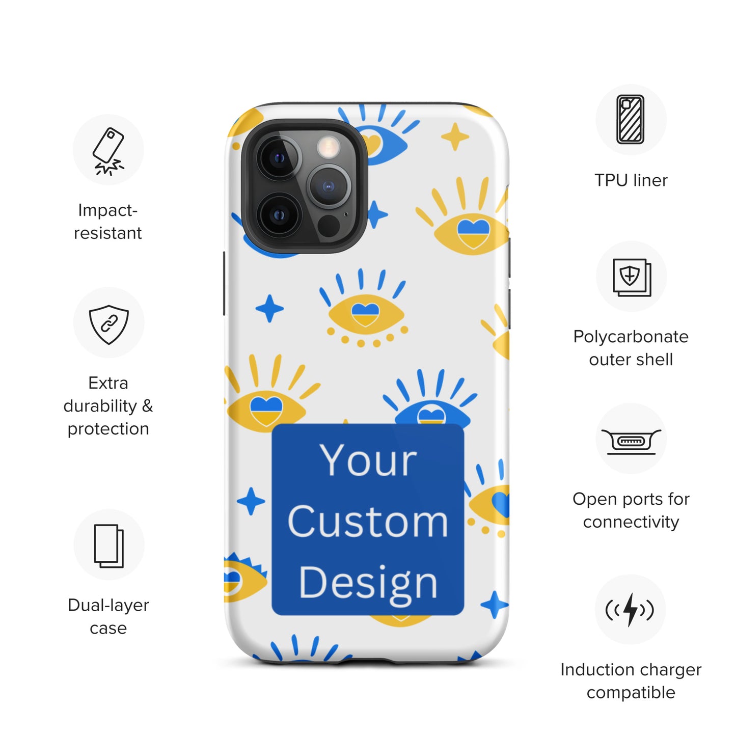 Customizable TOUGH iPhone Case - Full Back Print / Layered Designs