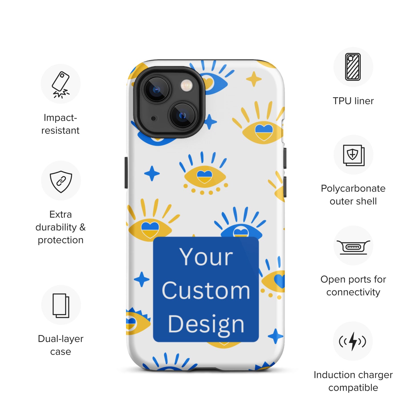 Customizable TOUGH iPhone Case - Full Back Print / Layered Designs