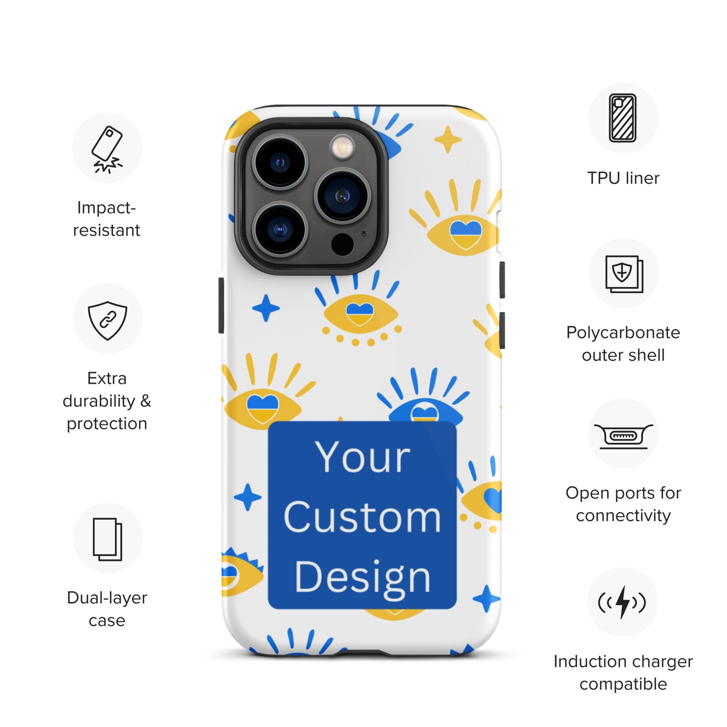 Customizable TOUGH iPhone Case - Full Back Print / Layered Designs