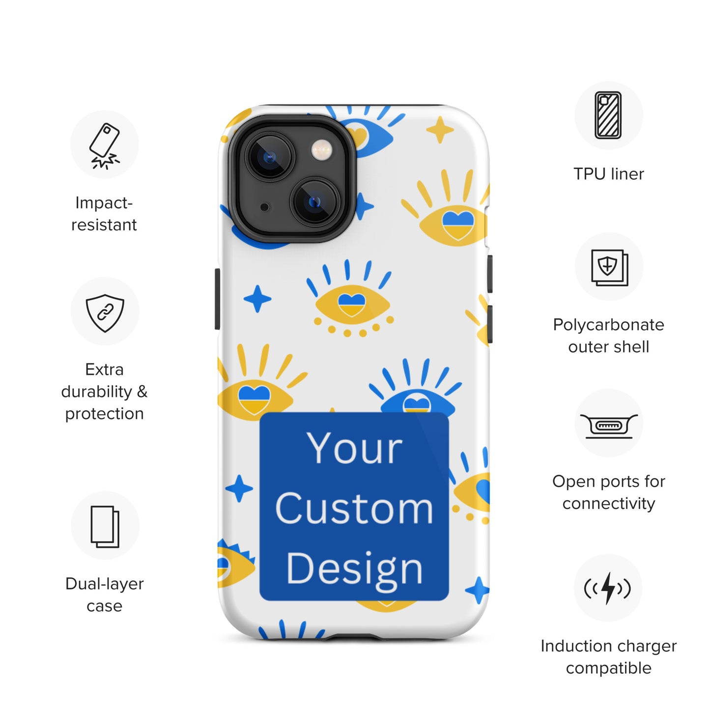 Customizable TOUGH iPhone Case - Full Back Print / Layered Designs