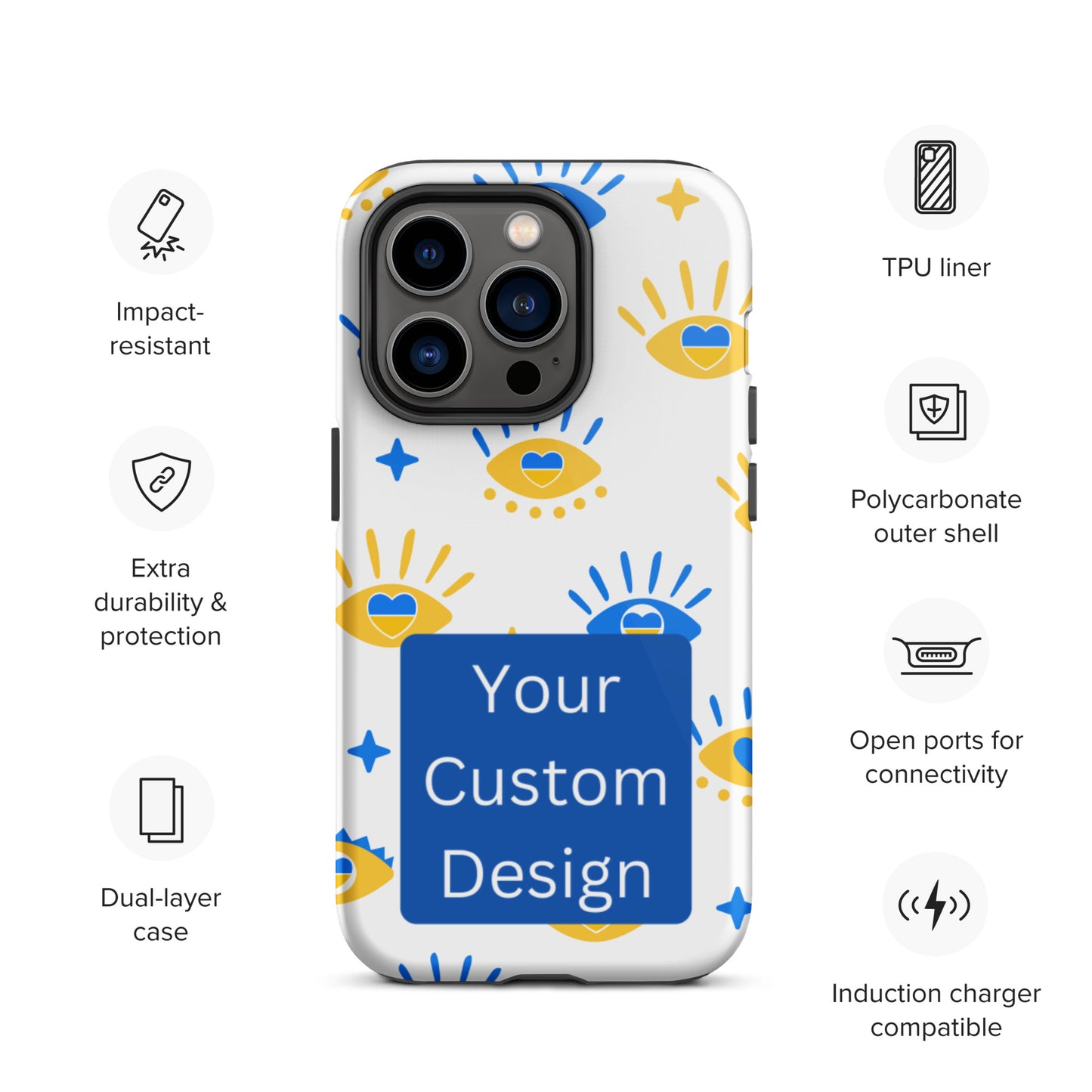 Customizable TOUGH iPhone Case - Full Back Print / Layered Designs