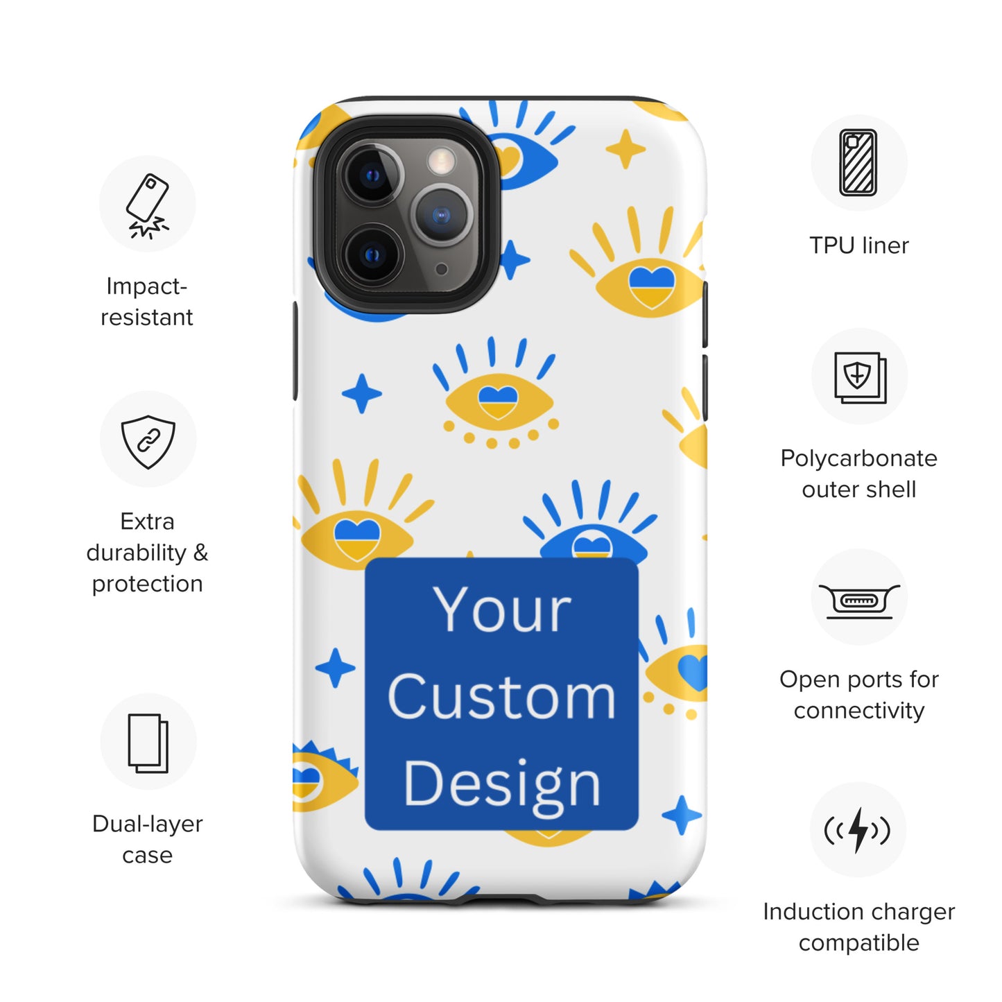 Customizable TOUGH iPhone Case - Full Back Print / Layered Designs