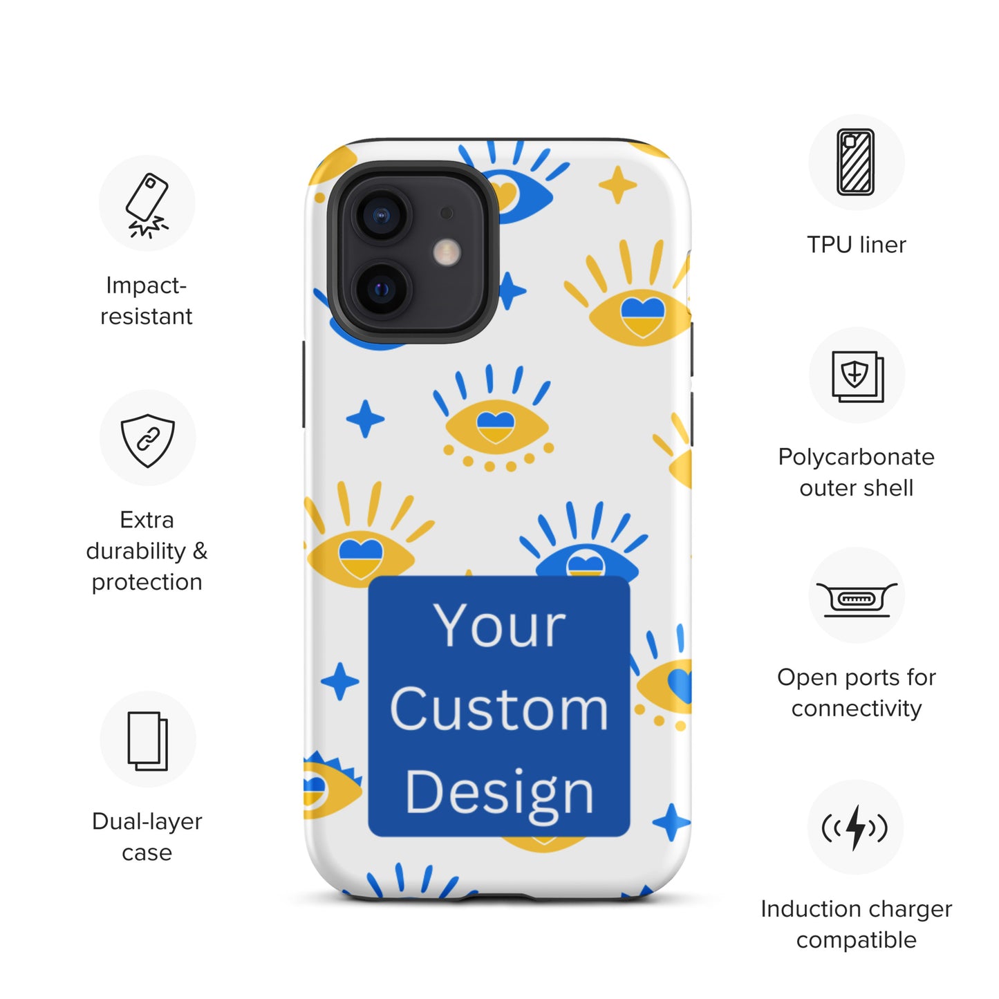 Customizable TOUGH iPhone Case - Full Back Print / Layered Designs