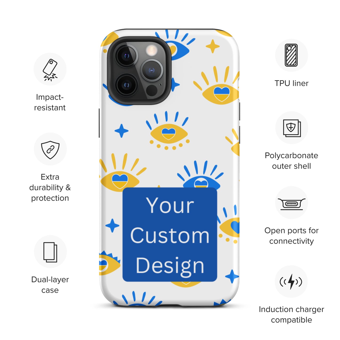 Customizable TOUGH iPhone Case - Full Back Print / Layered Designs
