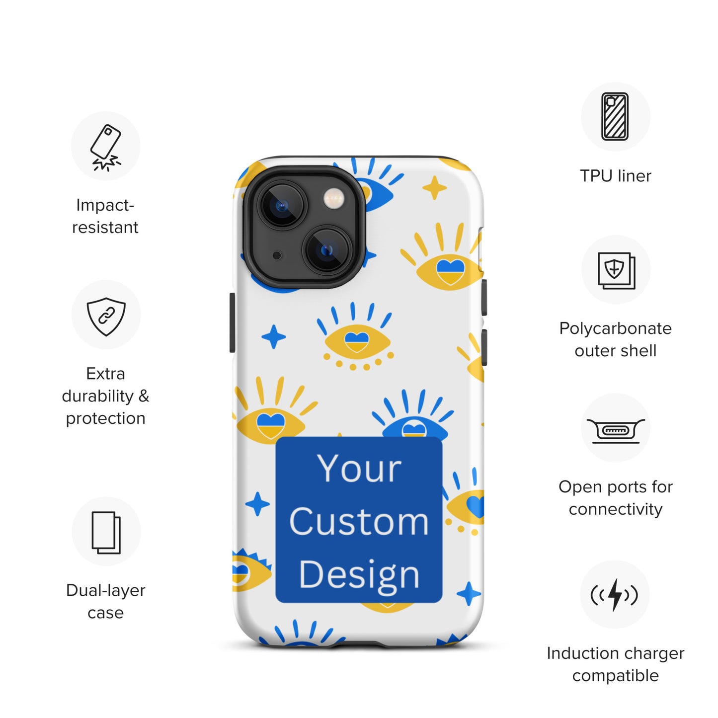 Customizable TOUGH iPhone Case - Full Back Print / Layered Designs