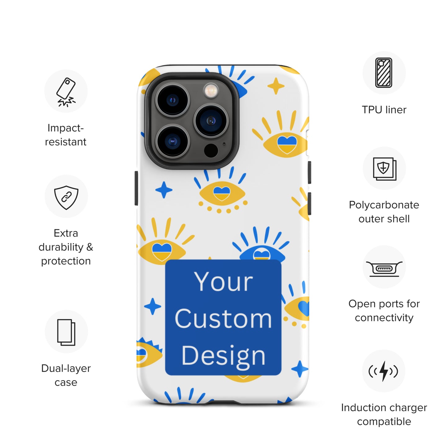Customizable TOUGH iPhone Case - Full Back Print / Layered Designs