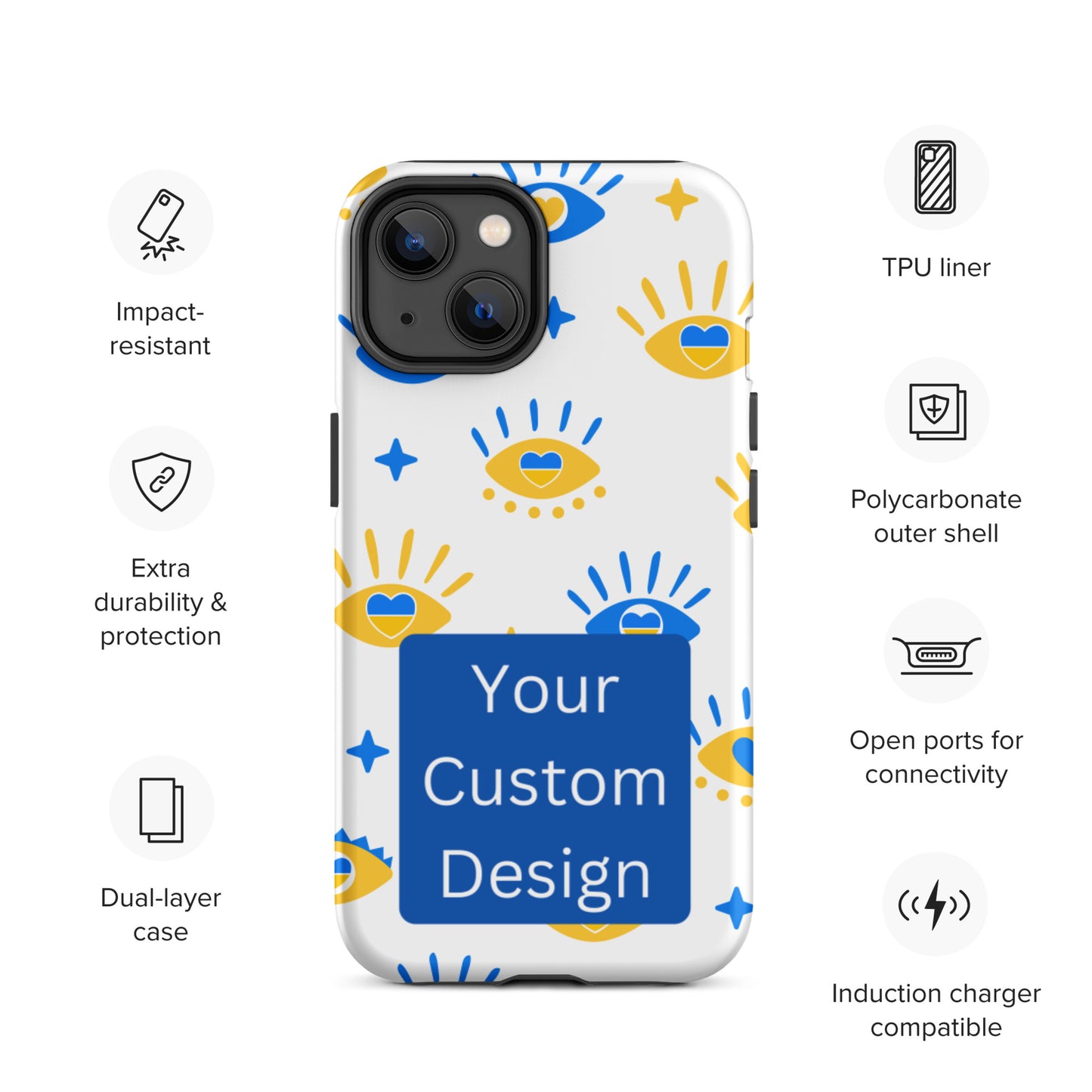 Customizable TOUGH iPhone Case - Full Back Print / Layered Designs