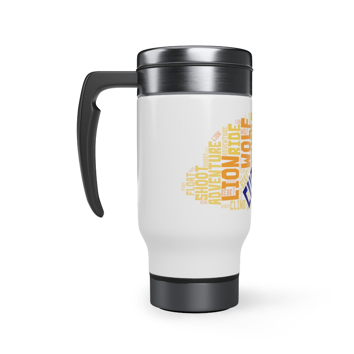 Cub Scout Word Cloud - Stainless Steel Travel Mug with Handle, 14oz