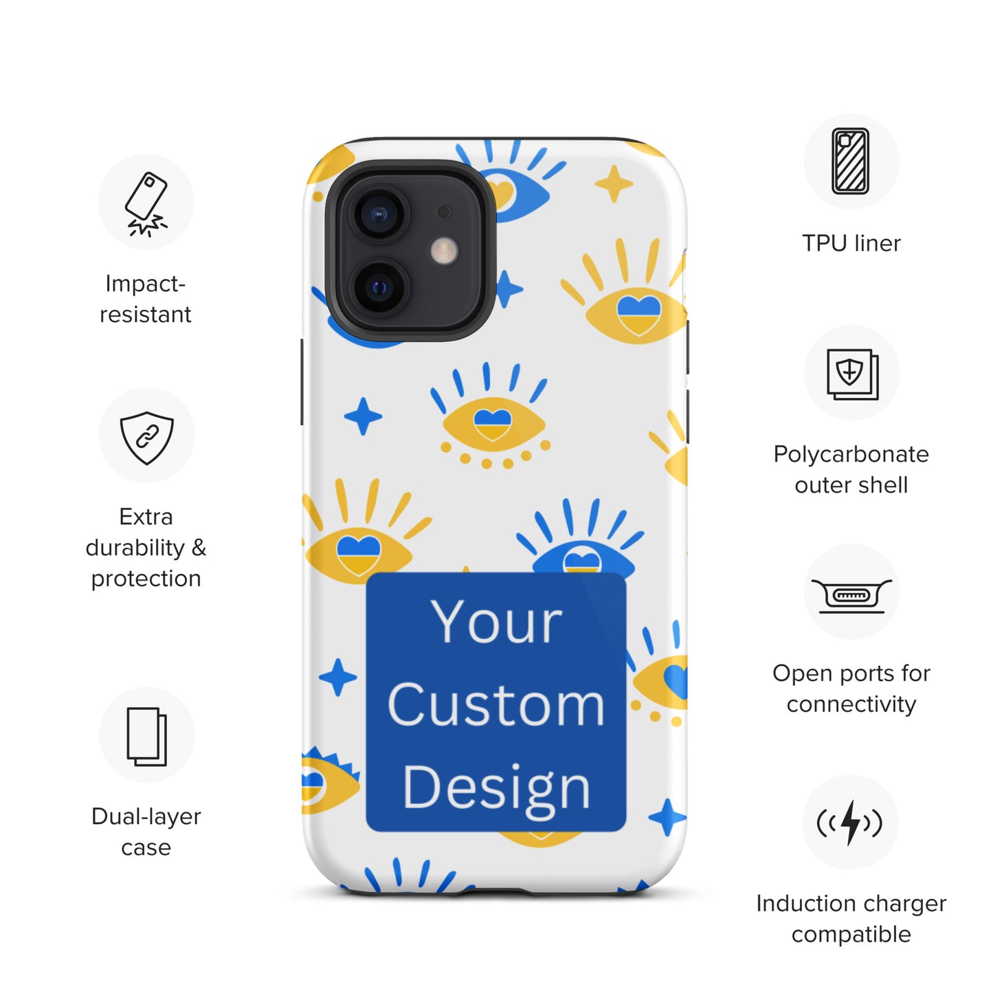 Customizable TOUGH iPhone Case - Full Back Print / Layered Designs