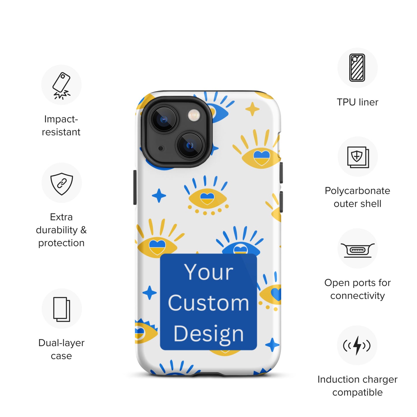 Customizable TOUGH iPhone Case - Full Back Print / Layered Designs