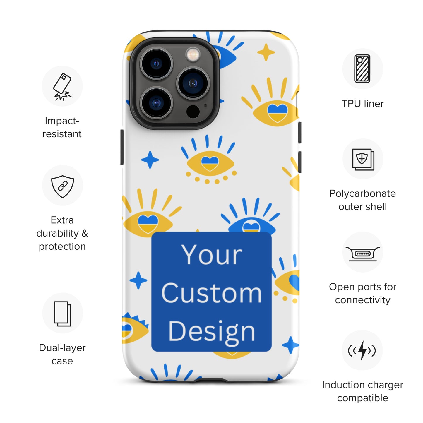 Customizable TOUGH iPhone Case - Full Back Print / Layered Designs