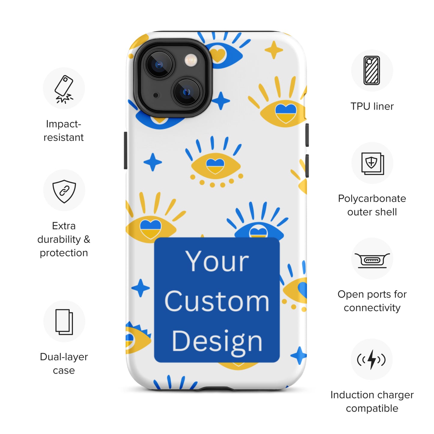 Customizable TOUGH iPhone Case - Full Back Print / Layered Designs